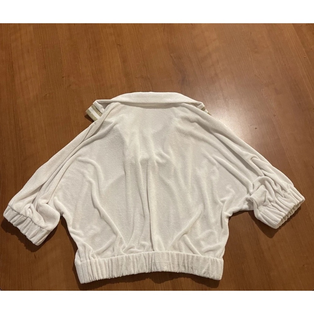 Emily McCarthy Women’s White Gold Terry Cloth Poppy Crop Top XS Preppy Coastal - Picture 8 of 10